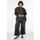 Zizzi Plus Size tweed geruite gilet met rafels - zwart/wit