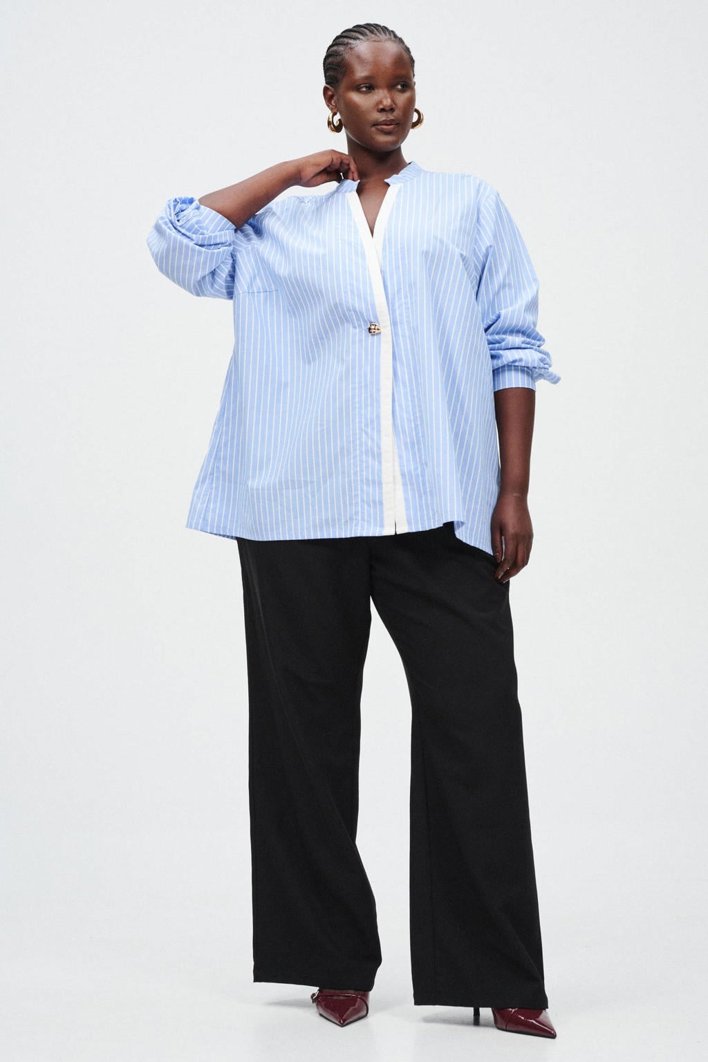 Zizzi high waist flared broek Plus Size - zwart