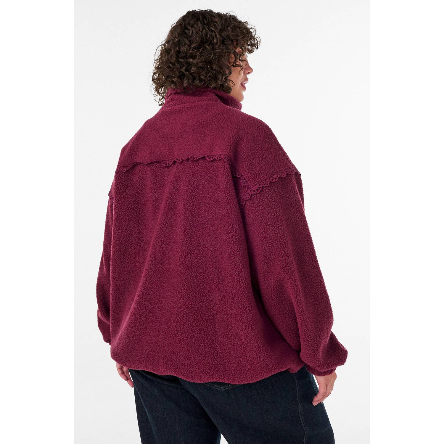 Zizzi Plus Size teddy jas rood