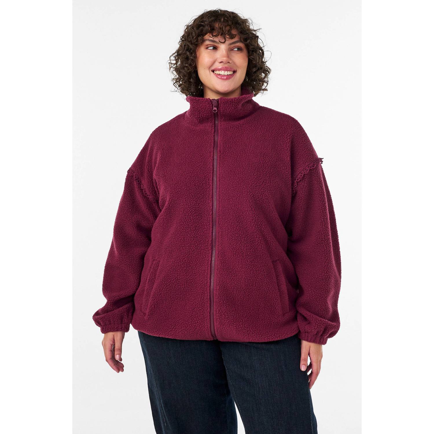 Zizzi Plus Size teddy jas rood