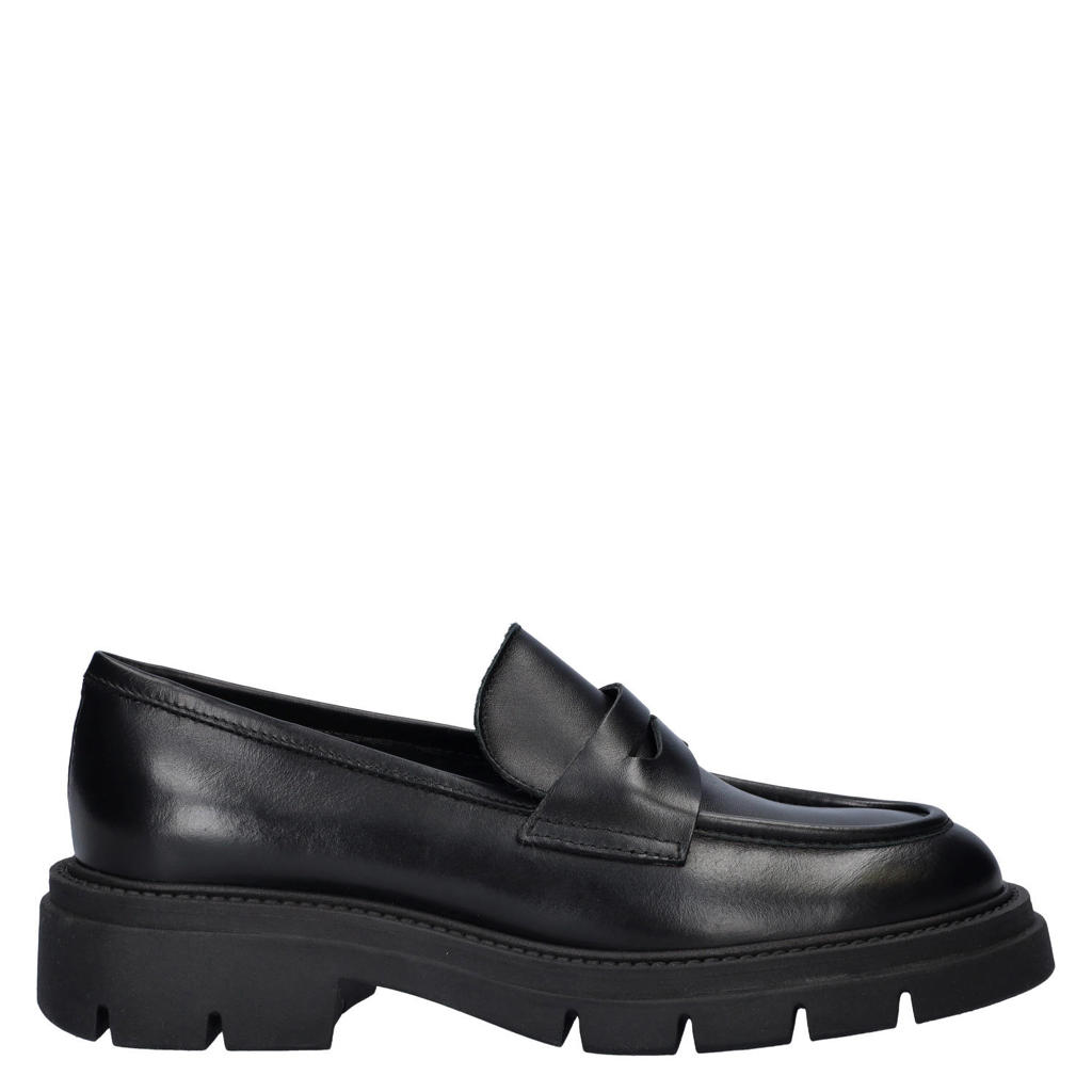 Zwarte dames Nelson leren loafers