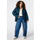 MS Mode gewatteerde jas Plus Size - petrol