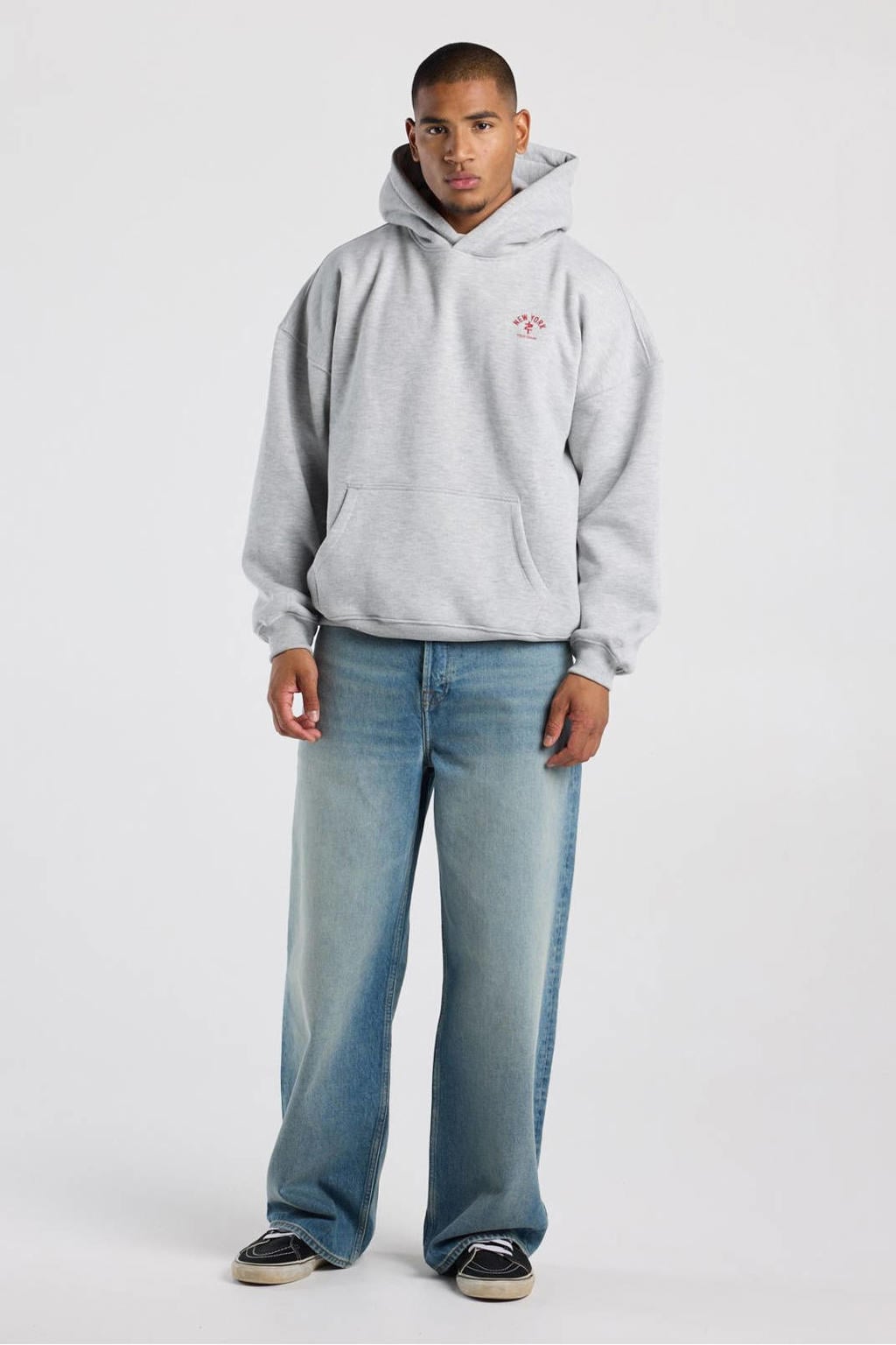 America Today oversized hoodie met backprint - lichtgrijs