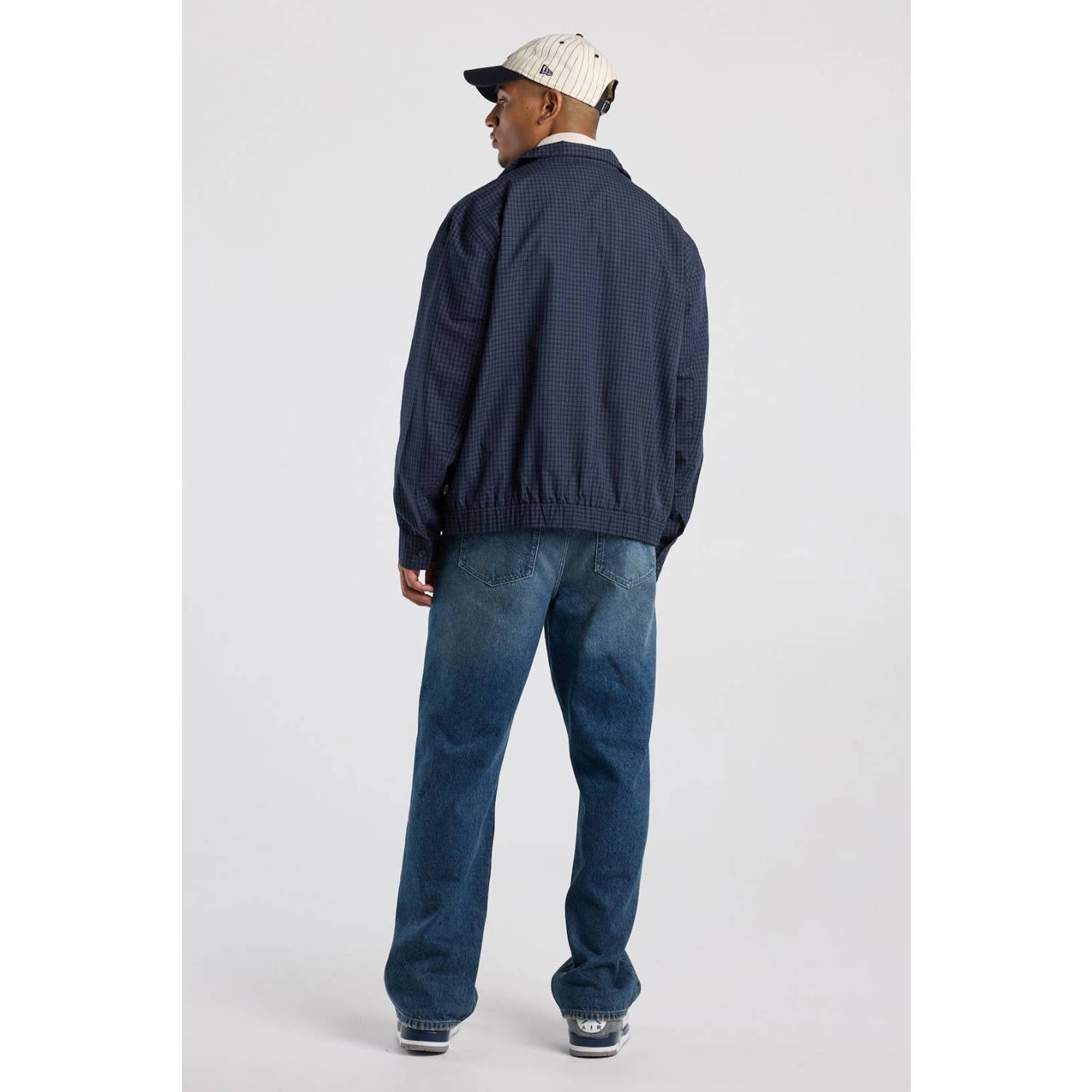 America Today relaxed fit geruit overshirt donkerblauw grijs