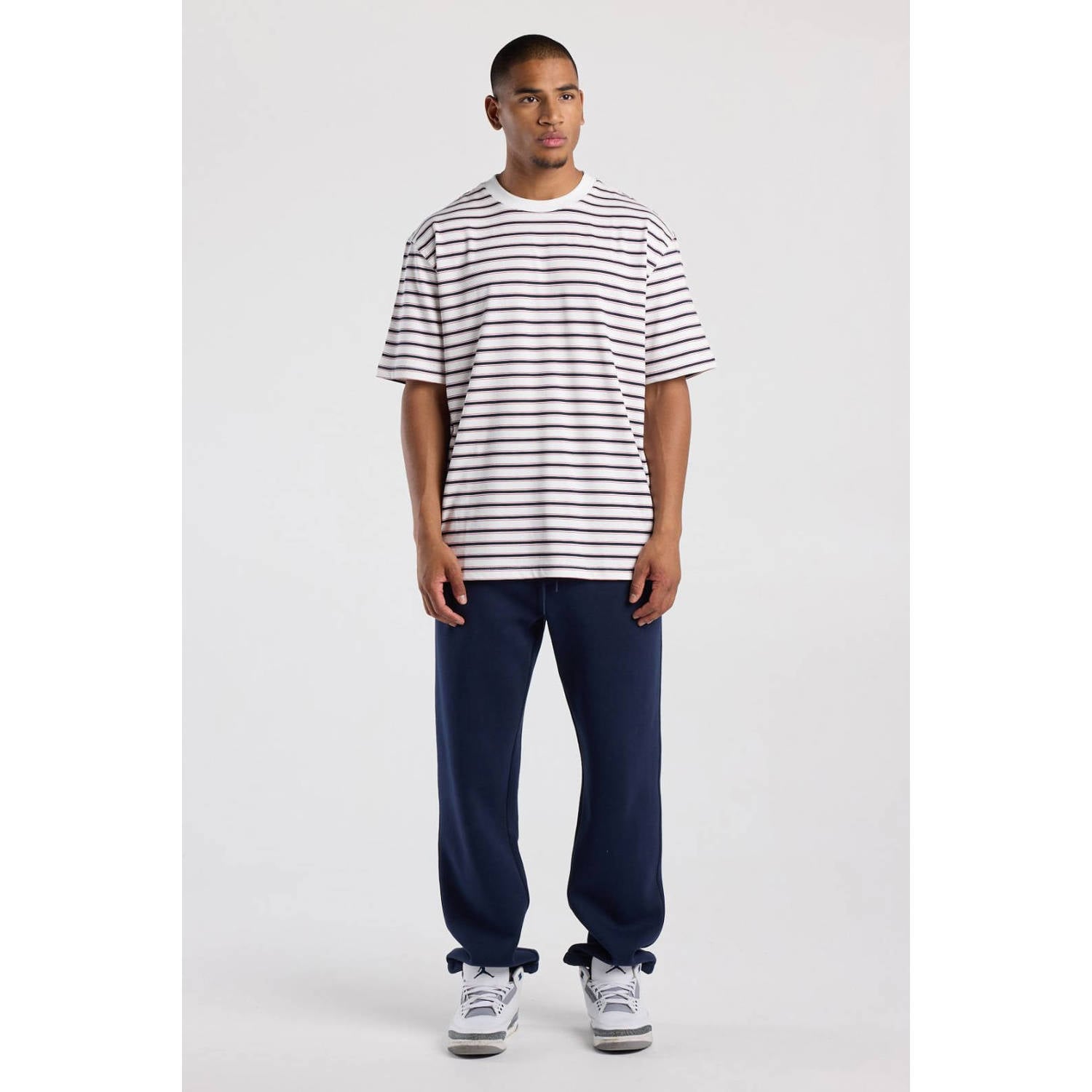 America Today relaxed fit gestreept T-shirt wit blauw