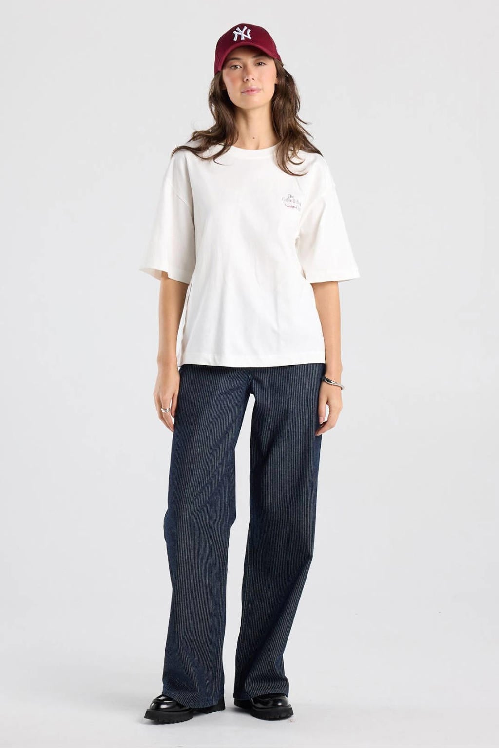 America Today oversized T-shirt met backprint en tekst - ecru