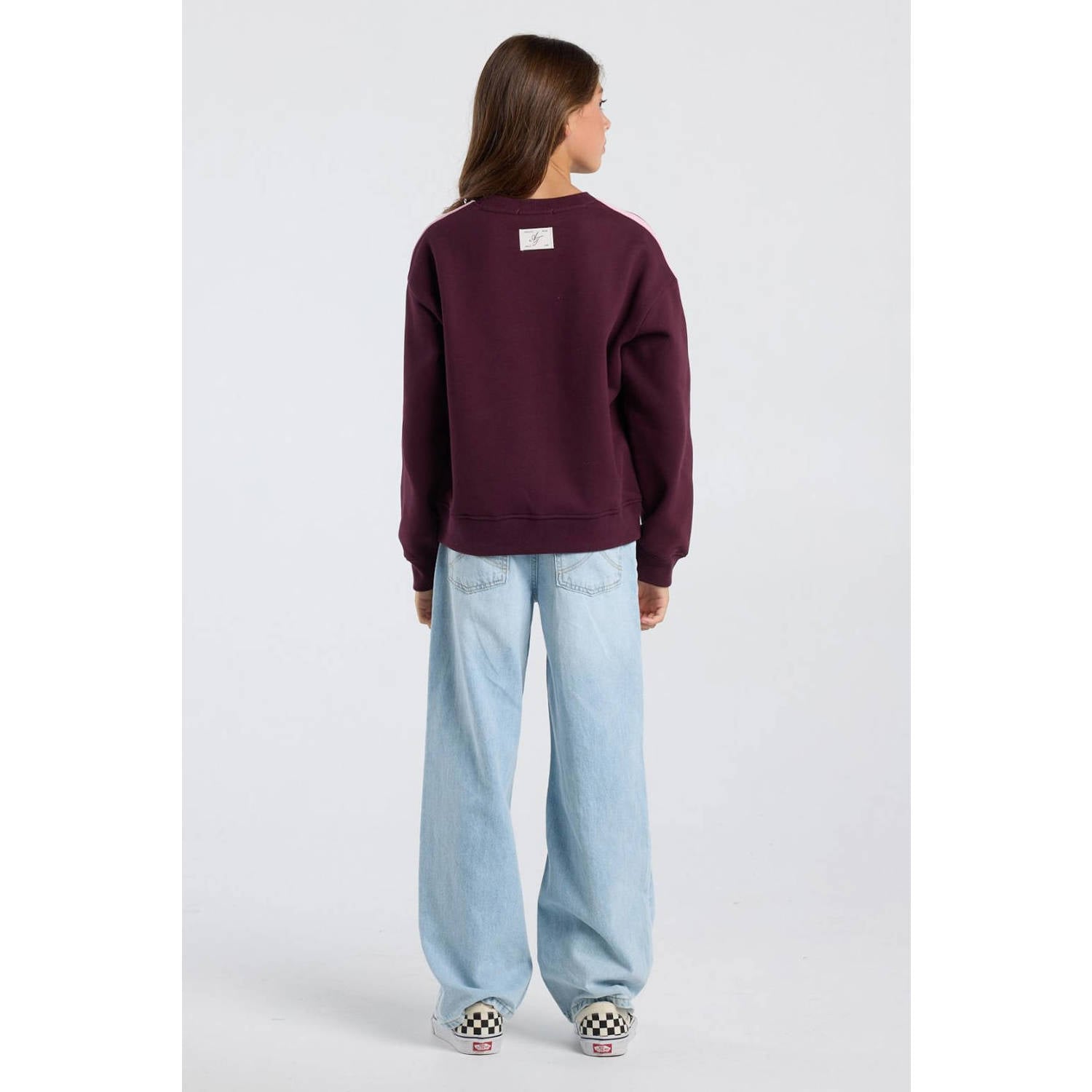 America Today sweater met tekst bordeauxrood