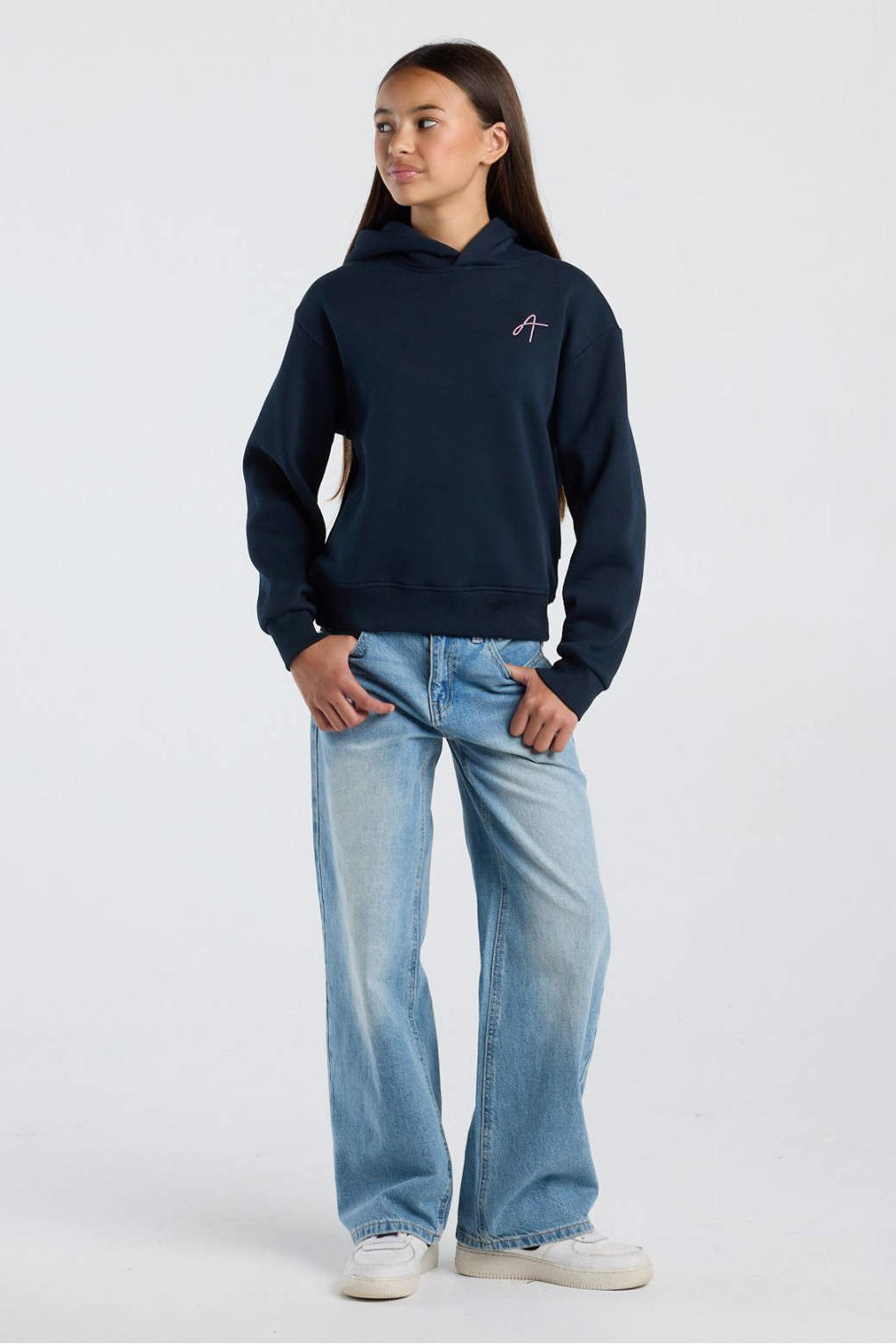 America Today hoodie met backprint - donkerblauw
