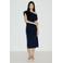 Mango off shoulder midi jurk - donkerblauw