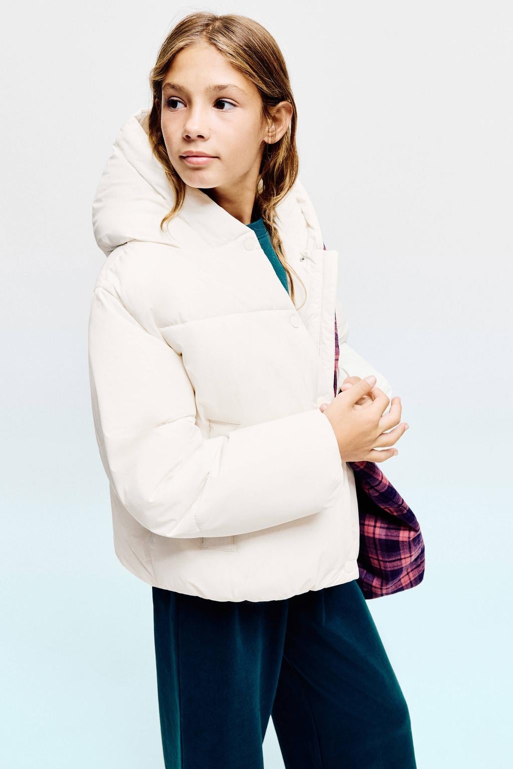Mango Kids gewatteerde winterjas - ecru