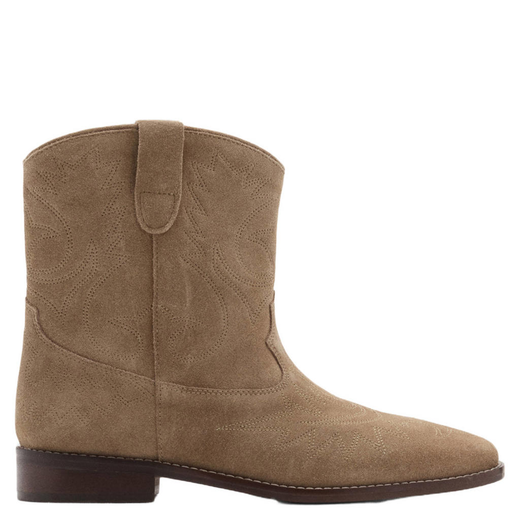 Lichtbruine meisjes MANGO TEEN suède western laarzen - van 100% rundleer