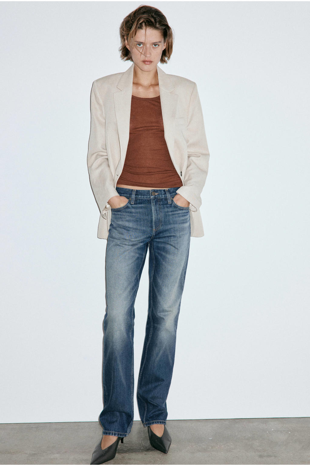 Mango straight leg jeans - mediumblauw