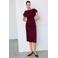 Mango off shoulder midi jurk - donkerrood