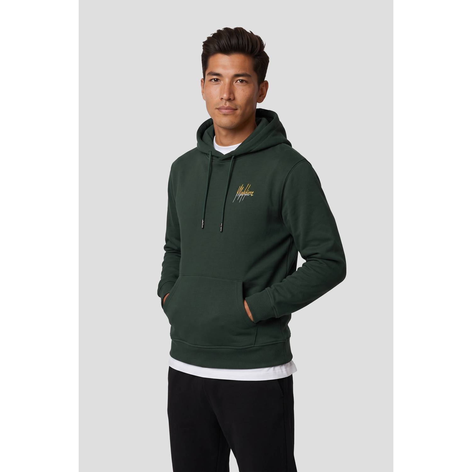 Malelions regular fit hoodie met backprint dark green