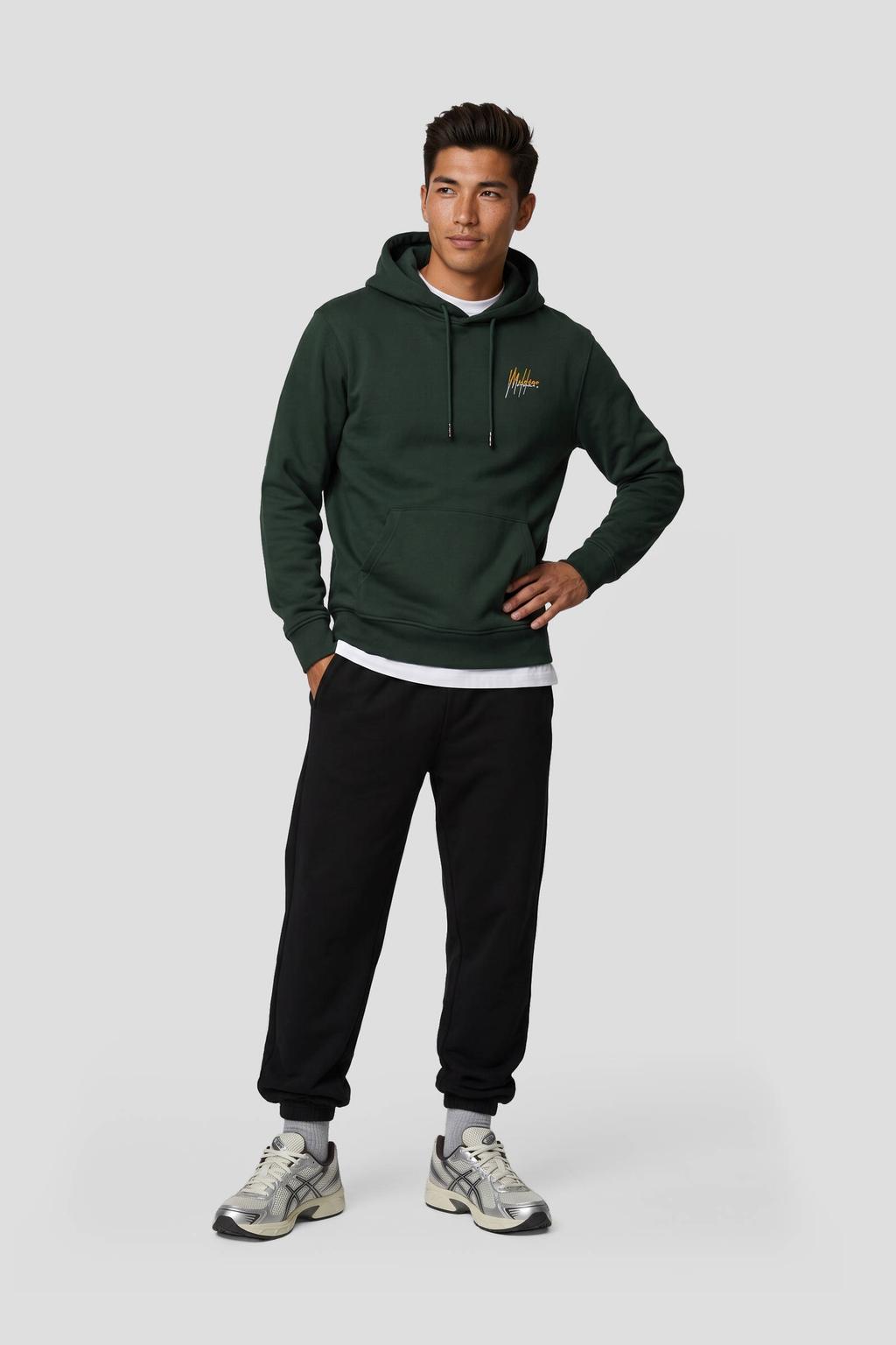 Malelions regular fit hoodie met backprint - dark green