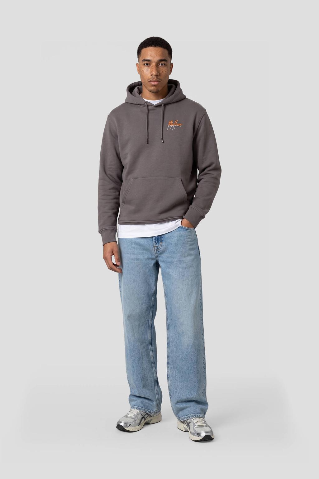 Malelions regular fit hoodie met backprint - dark grey