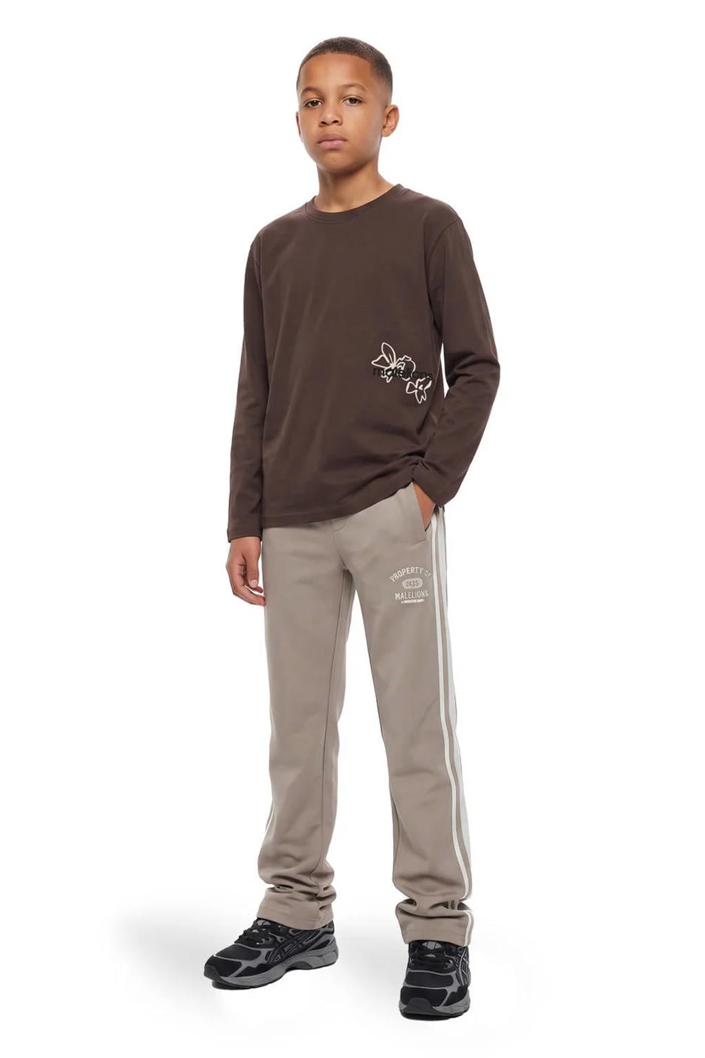 Malelions longsleeve met backprint - donkerbruin