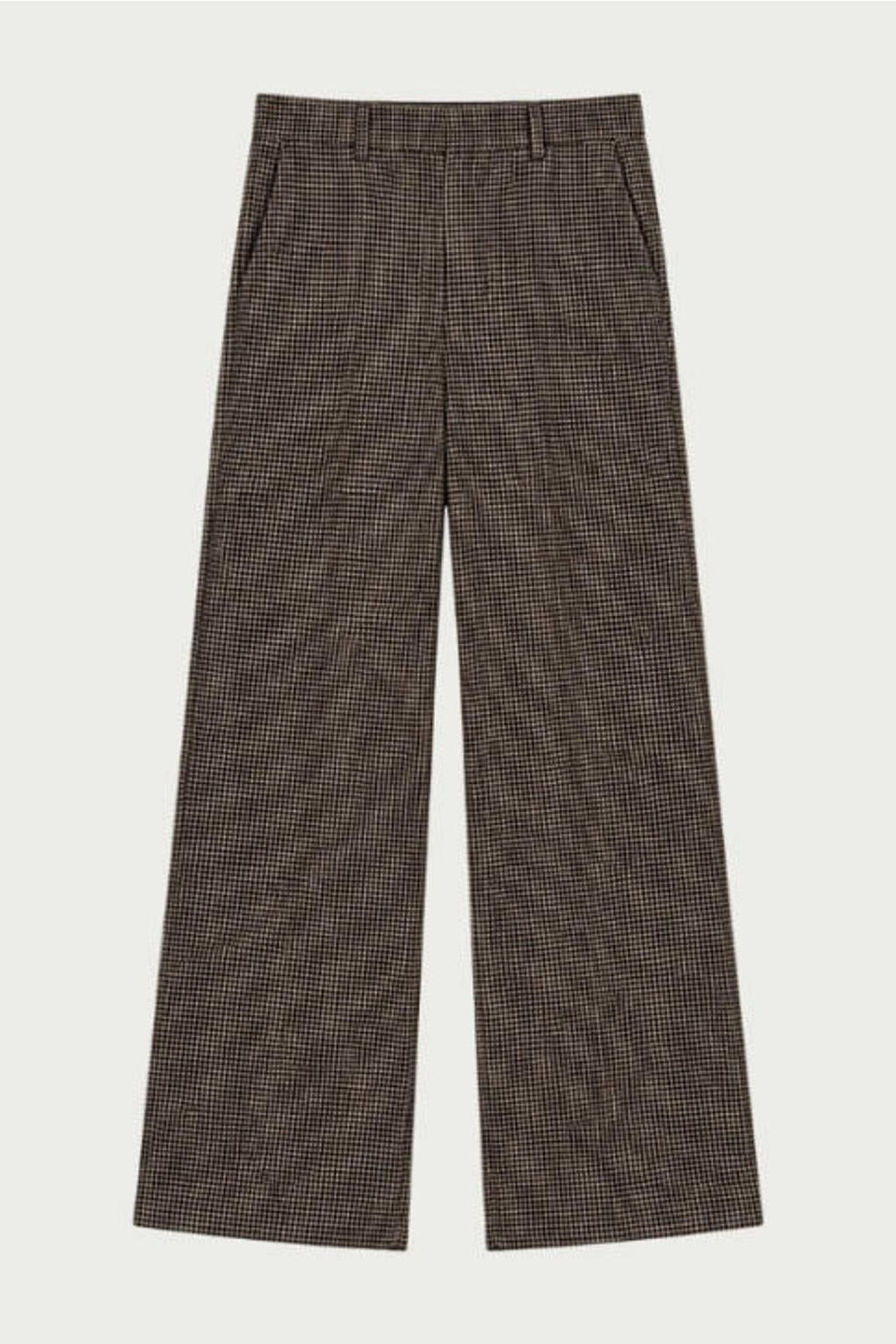 Elvira Collections regular fit wide leg geruite broek - donkerbruin