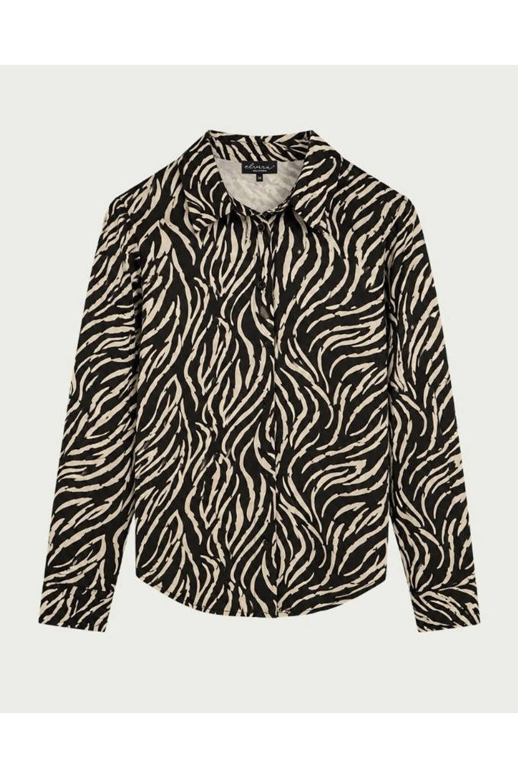 Elvira Collections blouse met zebraprint - bruin