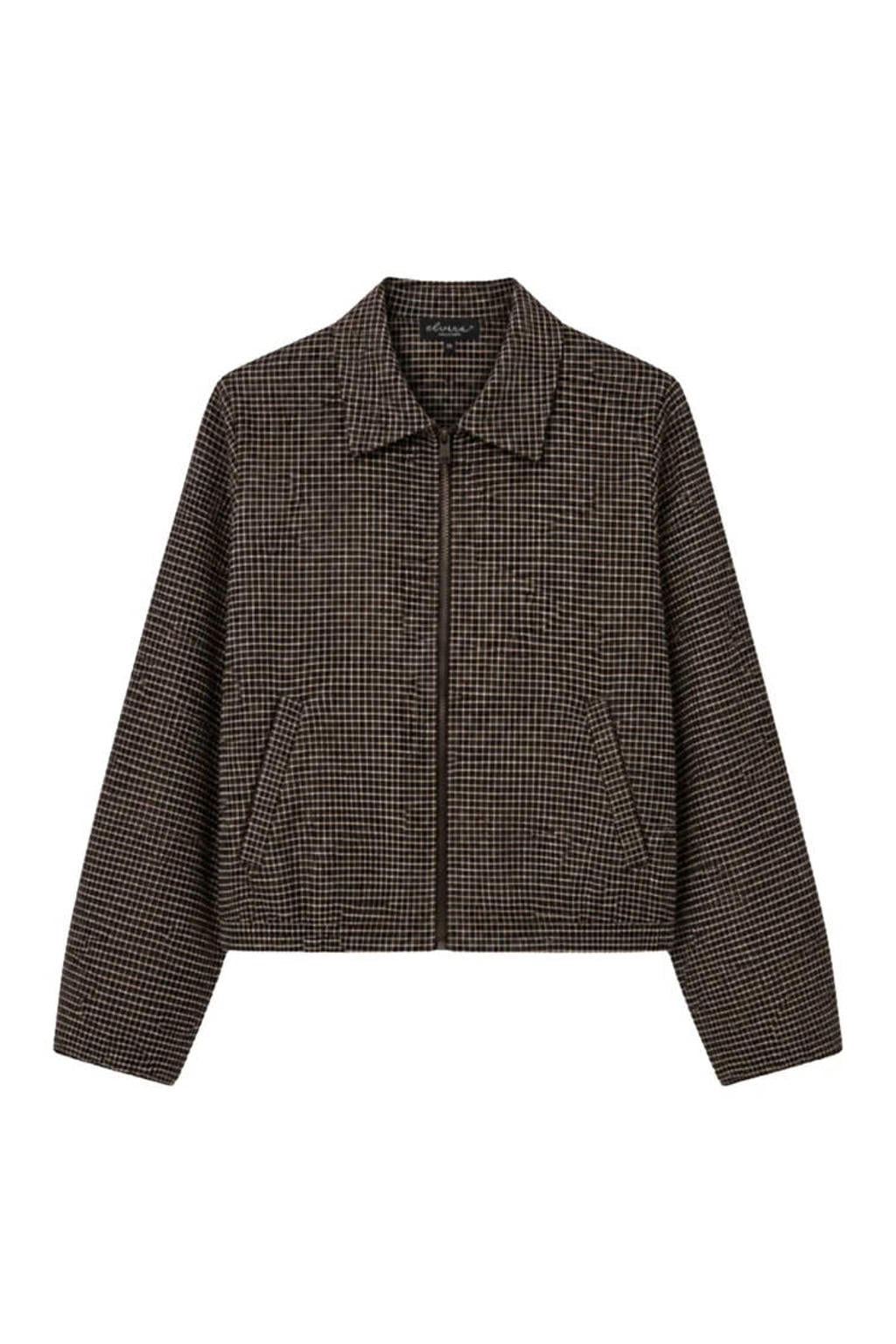 Elvira Collections geruite jas - donkerbruin