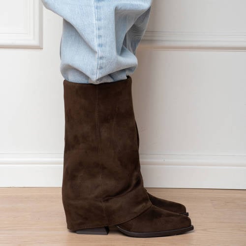 POSH by Poelman western suèdelook cowboy boots donkerbruin
