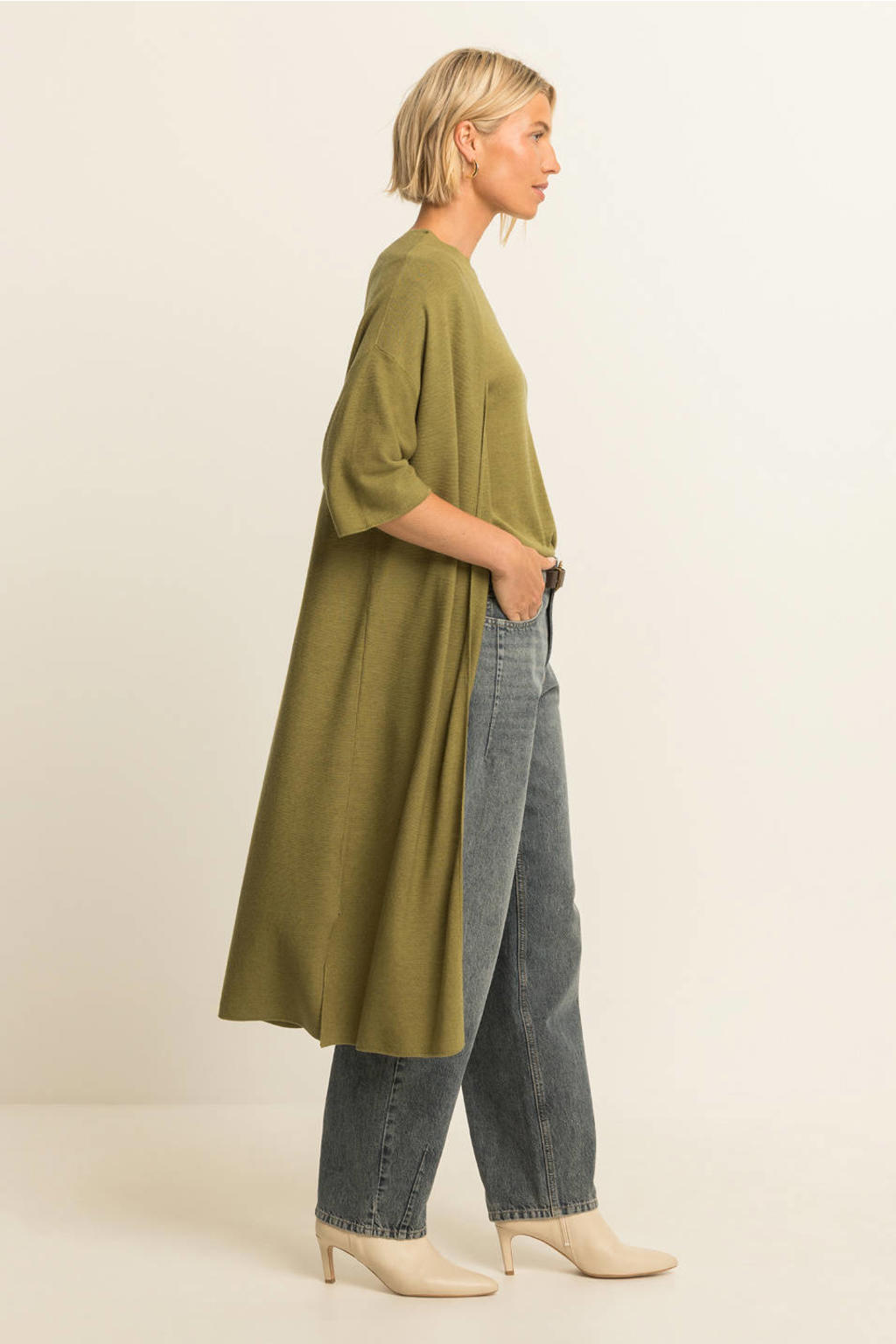 Expresso lange vest met wol - groen