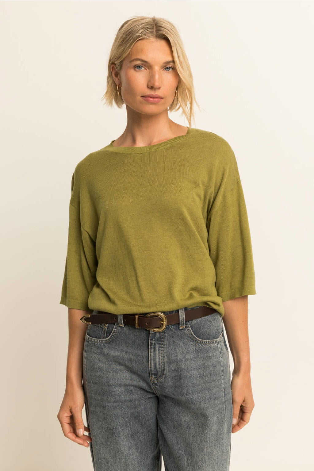 Expresso gebreide trui met wol - groen