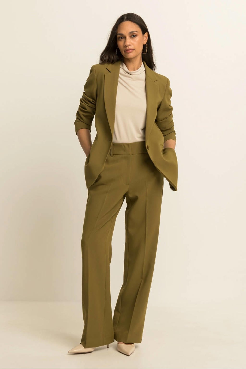 Expresso flared broek - olijfgroen