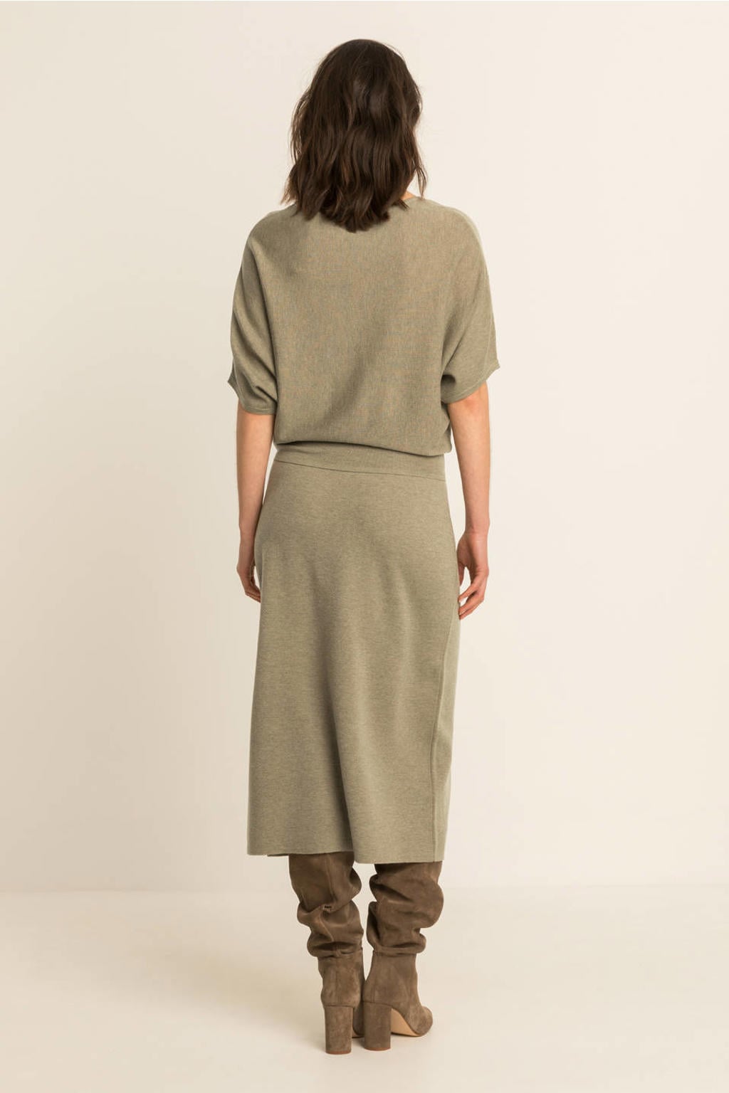 Expresso midi rok met wol - taupe