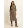 Expresso travelstof midi jurk met panterprint - bruin