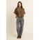 Expresso geruite oversized blazer met wol - bruin