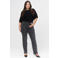 Fox Factor Plus Size high waist straight leg jeans met strass-steentjes - grijs