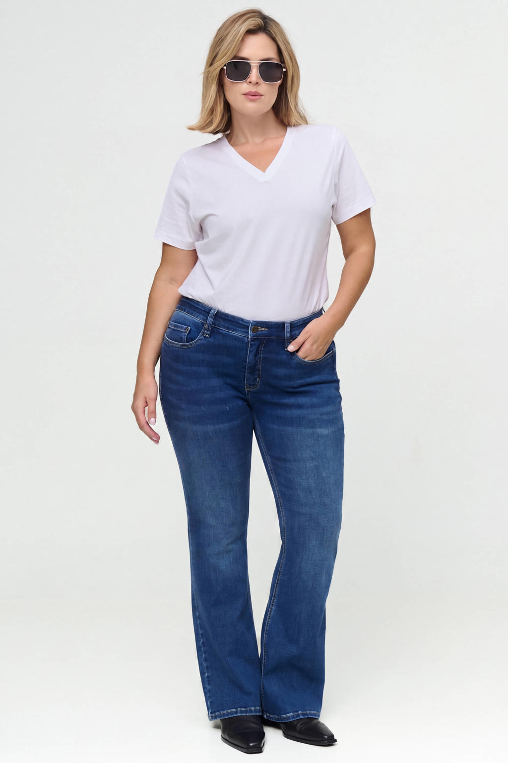Fox Factor Plus Size flared jeans - mediumblauw
