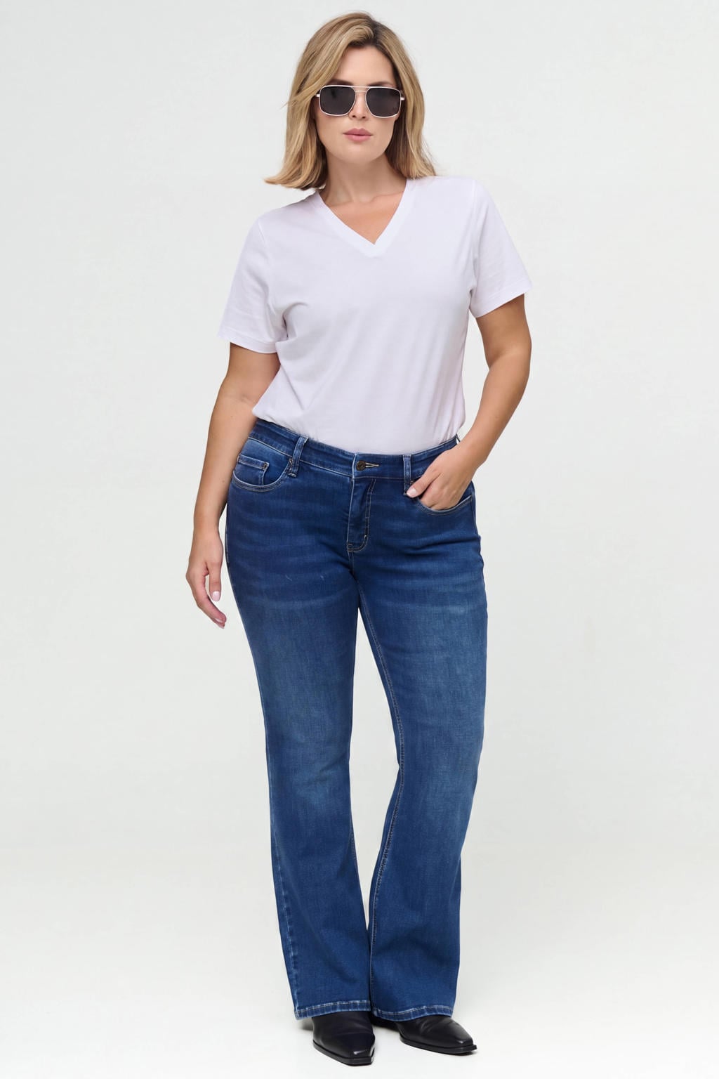 Fox Factor Plus Size flared jeans - mediumblauw