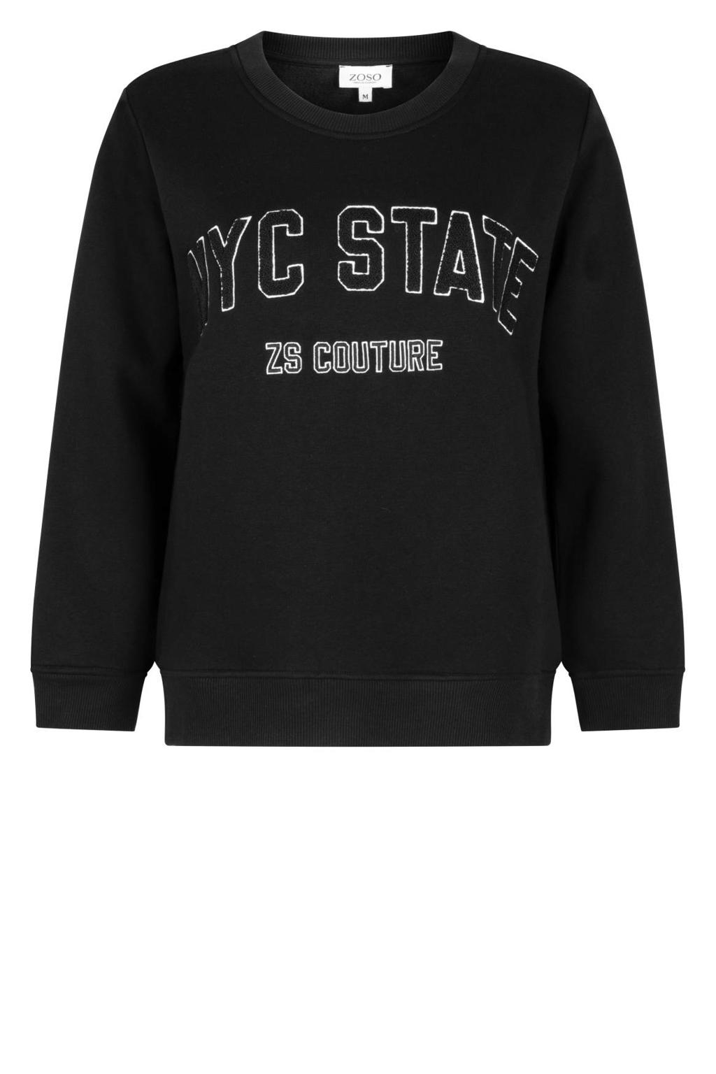 Zoso sweater met tekst - zwart
