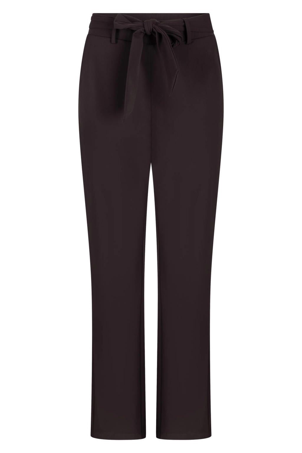Donkerblauwe dames Zoso straight leg broek van polyamide met effen