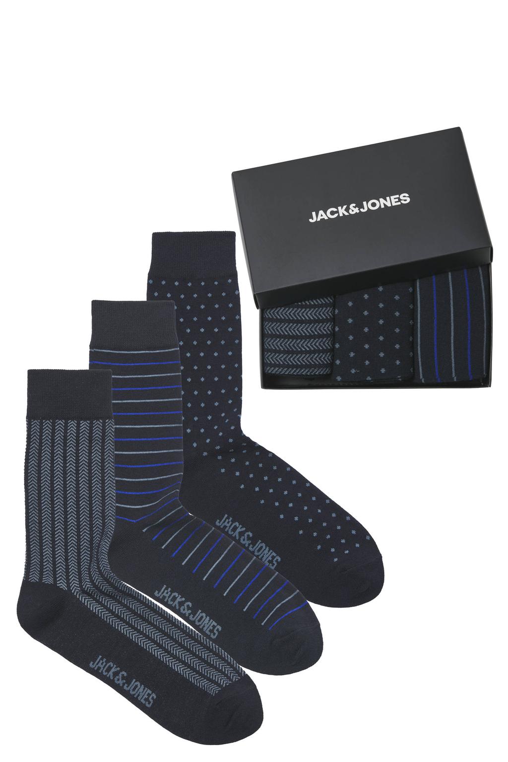 JACK & JONES giftbox sokken JACCOLE - set van 3 donkerblauw