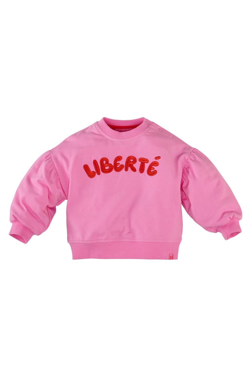 Roze meisjes Z8 mini sweater Suki van stretchkatoen met tekst print, lange mouwen en ronde hals