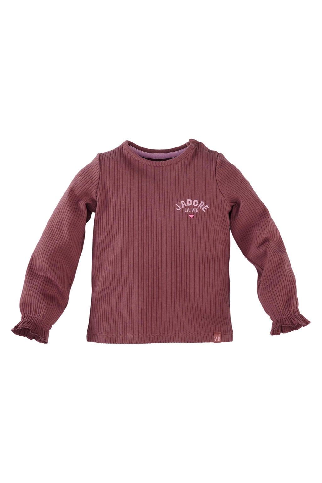 Z8 mini longsleeve met ruches en print - mauve