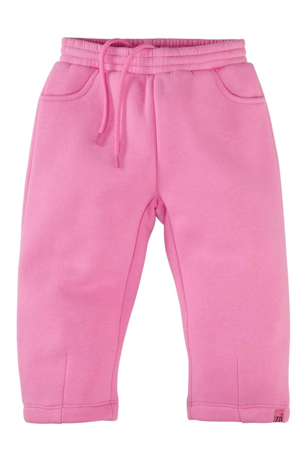 Roze meisjes Z8 mini casual broek van katoen met elastische tailleband met koord en effen