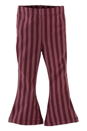 gestreepte flared broek - roze/bordeaux