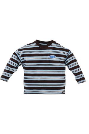gestreepte longsleeve - blauw/donkerbruin