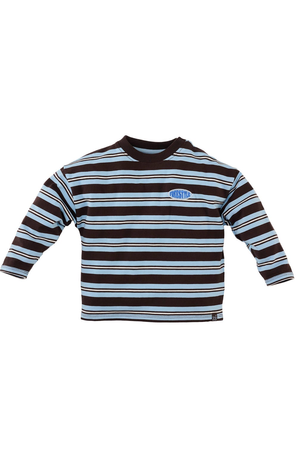 Blauw en donkerblauwe jongens Z8 mini gestreepte longsleeve van katoen met lange mouwen en ronde hals