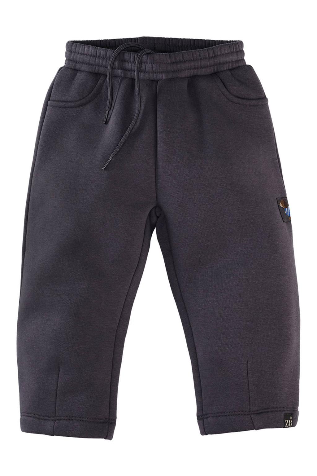 Antraciete jongens Z8 mini sweatpant van katoen met elastische tailleband met koord en effen