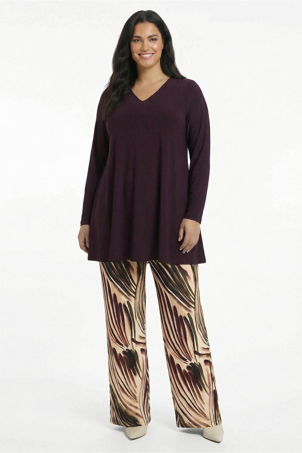 YOEK straight leg broek Plus Size met print - meerkleurig