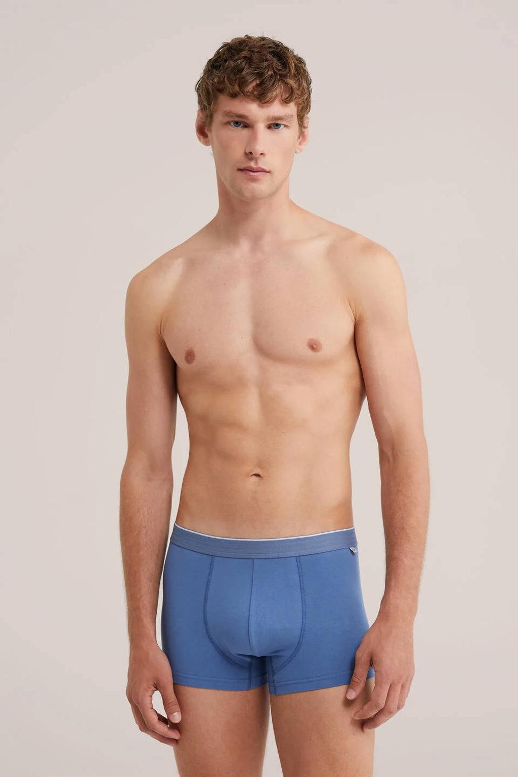 WE Fashion boxershorts met print - blauw/donkerblauw (set van 3)