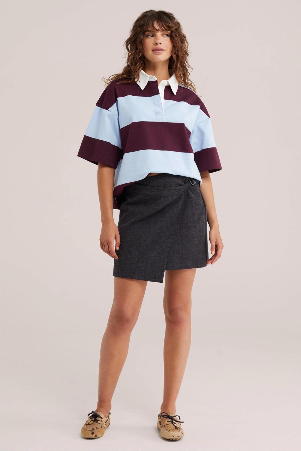 Grijze dames WE Fashion skort gemaakt van polyester en met ritssluiting
