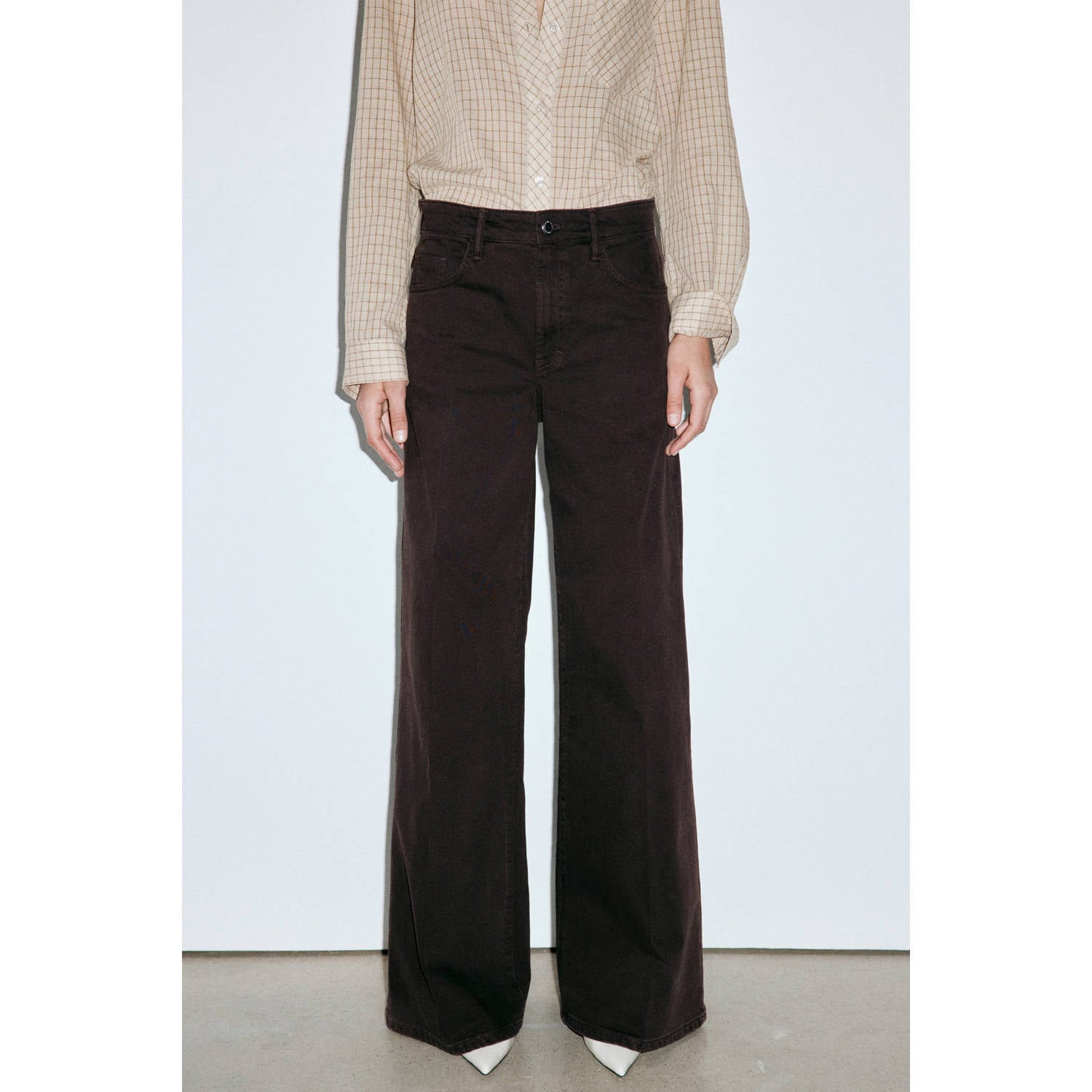 Mango wide leg jeans bruin