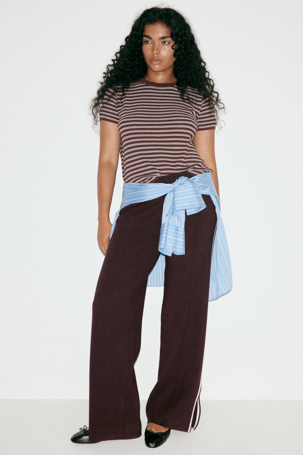 Mango wide leg broek - bruin