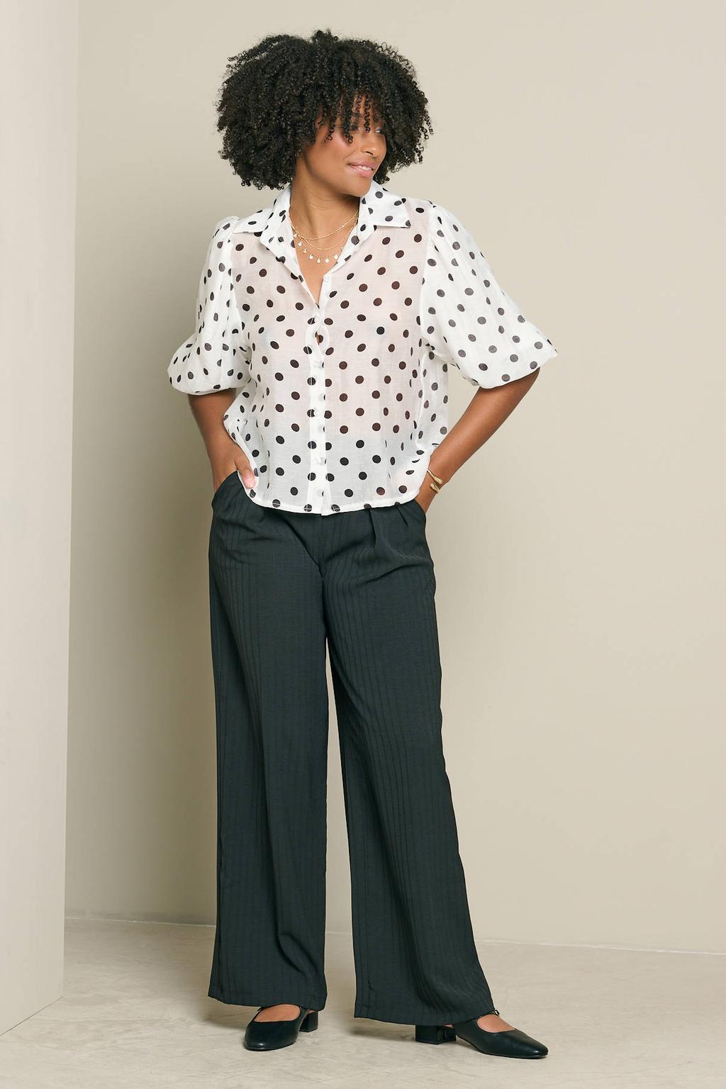Zwarte dames LOLALIZA wide leg gestreepte broek
